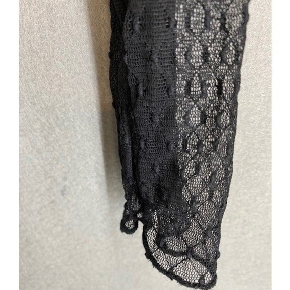 Intimately Free People Black Mesh Pointelle Long Sleeve Mock Neck Top Small - Picture 4 of 6